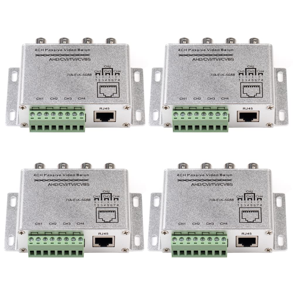 4 Packs 4CH Passive HD Transceiver for 720P/1080P CVI/TVI/AHD System