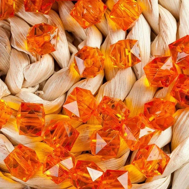 500g 10mm perles acryliques carrées transparentes DIY boîte de mouchoirs perles en vrac au milieu environ 1100 perles-Orange-10mm