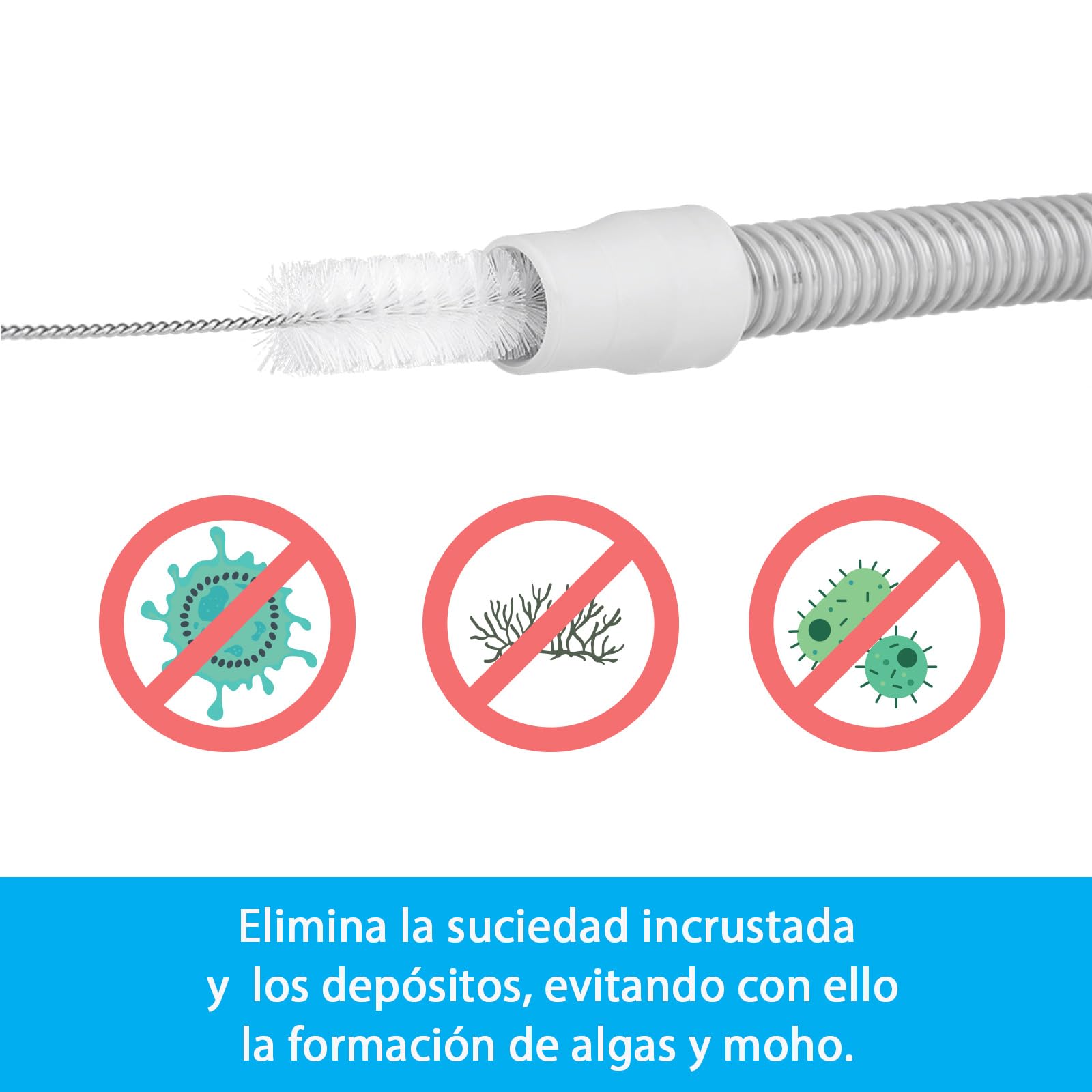 Paquete de limpieza CPAP: 3 limpiador CPAP, SomnoSept 400 ml y 1 cepillo de manguera Oxyhero CPAP, 120 cm, 19 mm, limpieza profunda de máscara CPAP, manguera CPAP, limpiador de silicona