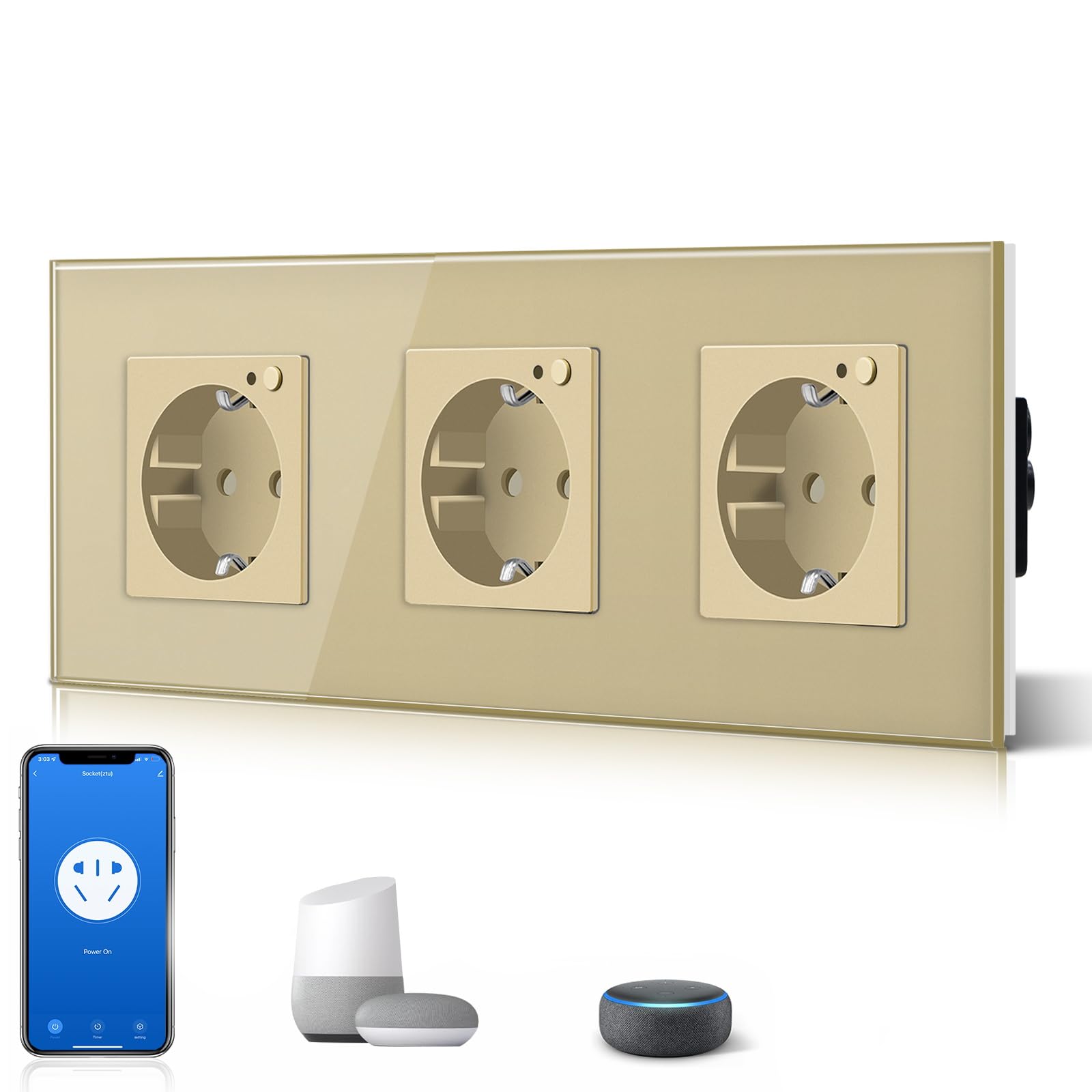 BSEED Enchufe Inteligente con 20W USB y Tipo C,Mate Enchufe Pared Wifi con Medidor Consumo,Control Remoto por APP & Voz,Requiere Cable Neutro,1 Enchufe,Blanco 86mm — view 84