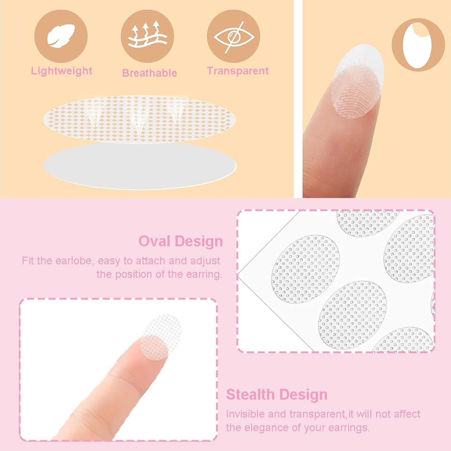 PRANIJ Invisible Ear Lobe Support Patch for Pierced Ears | Ear Care for Heavy Earrings | Earlobe Tapes and Stickers for Girls & Women (Pack of 36) 2