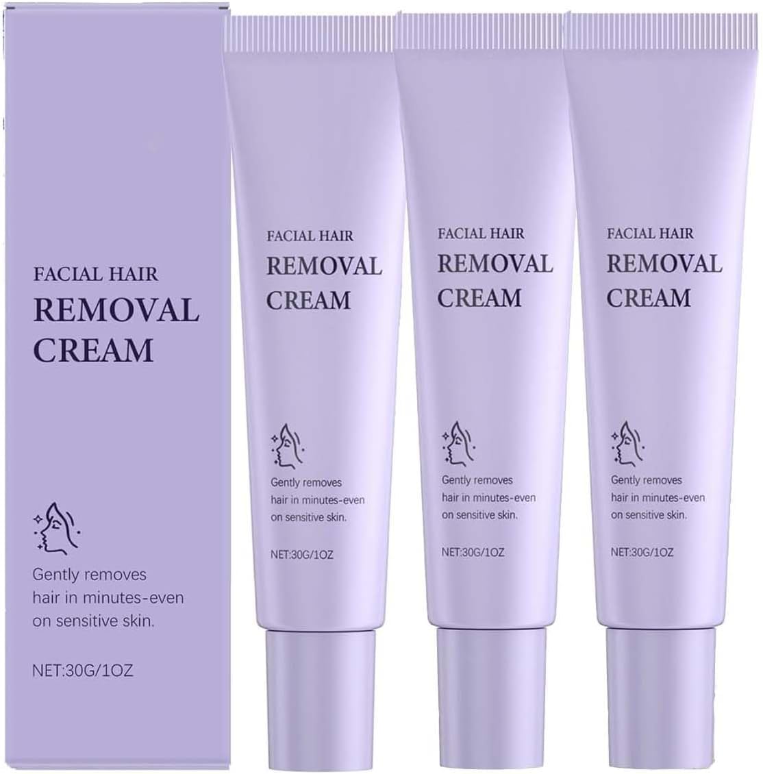 Crema Depilatoria Facial para Mujeres, Depilatorios Faciales y Corporales con Fórmula Suave, para Piel Sensible, Labio Superior, Barbilla y Mejillas