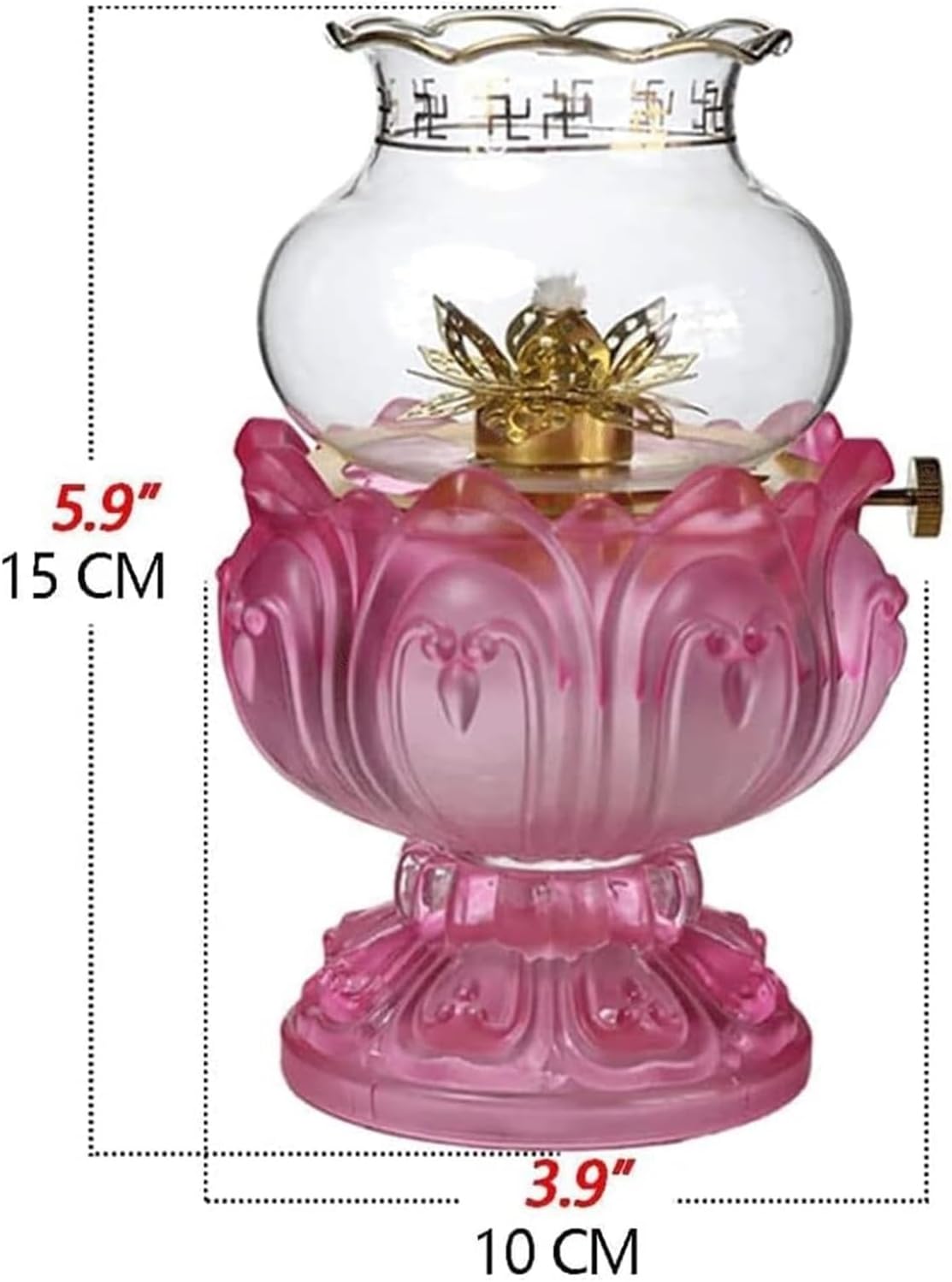 Oil Lamps Lotus Kerosene Lamp Ghee Buddha Front Lamp Kerosene Oil Lamp Clear Shade Glass Metal Hurricane Lamp Kerosene Lantern Retro Churches Lamp