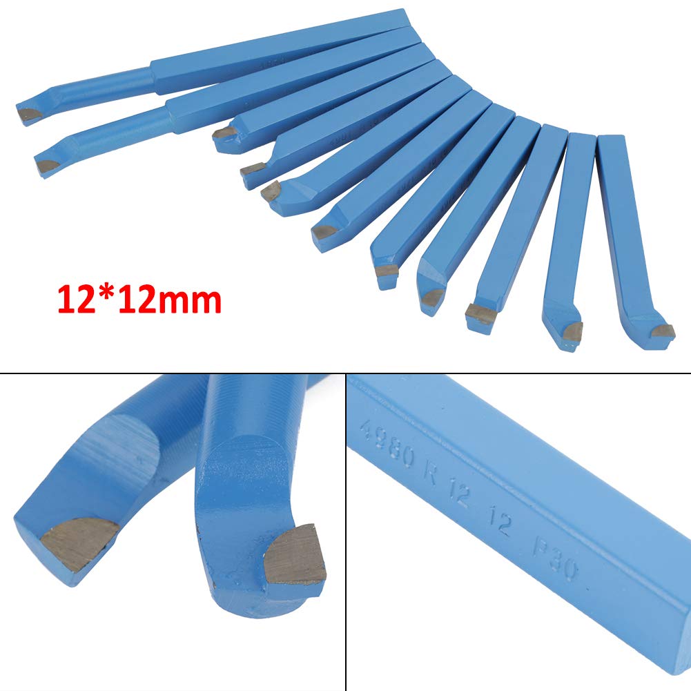 Jeu d'Outils de Tournage en Carbure de Tungstène, 11 Pièces, 12x12mm, Ciseaux Semi-automatiques pour Usage Général