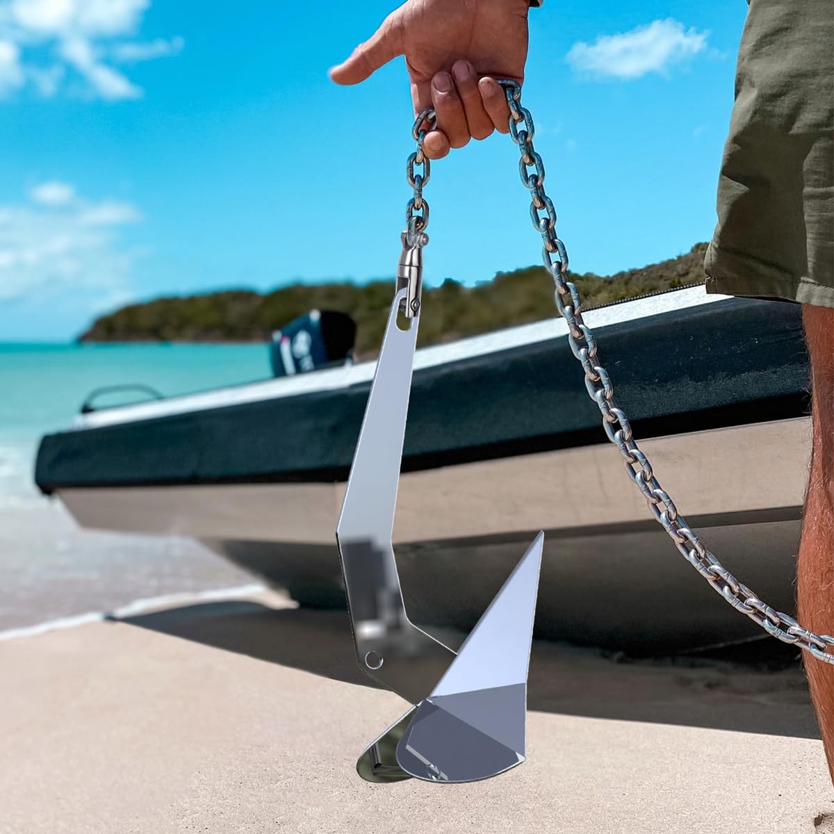 Delta Anchor - Ancre triangulaire robuste en acier inoxydable 316 de qualité marine - 5 kg, 5,9 kg, 7,3 kg, 10 kg, 15 kg, 20 kg - Pour ponton, bateaux de pêche, voiliers, petite ancre