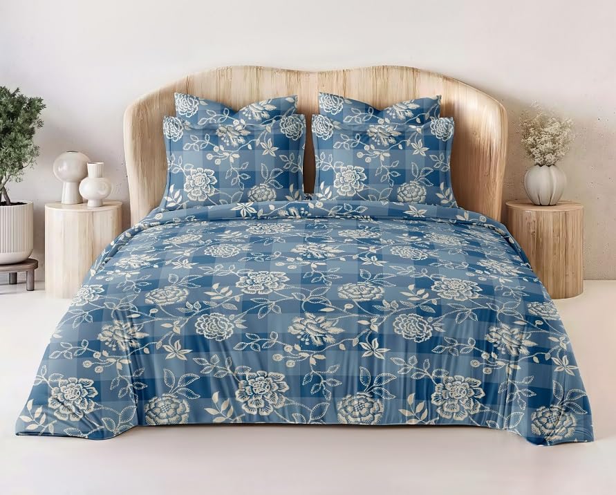 1 Reversible Comforter Double King Size 90 x 100 Both Side Same Print 1 Bedsheet King Size 90 * 100 inches and 2 Pillow Cover 4 Pieces Bedding Set | AC Quilt | AC Dohar-Multicolor-image-13