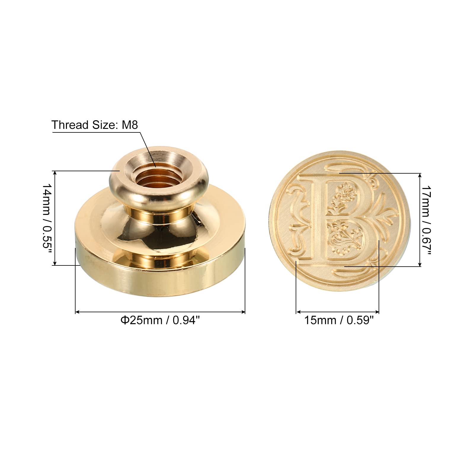 PATIKIL Alphabet B Wax Seal Stamp, Initial Letter Sealing Wax Stamp Classic Retro Brass Head for Envelope Invitation Cards - Image 2