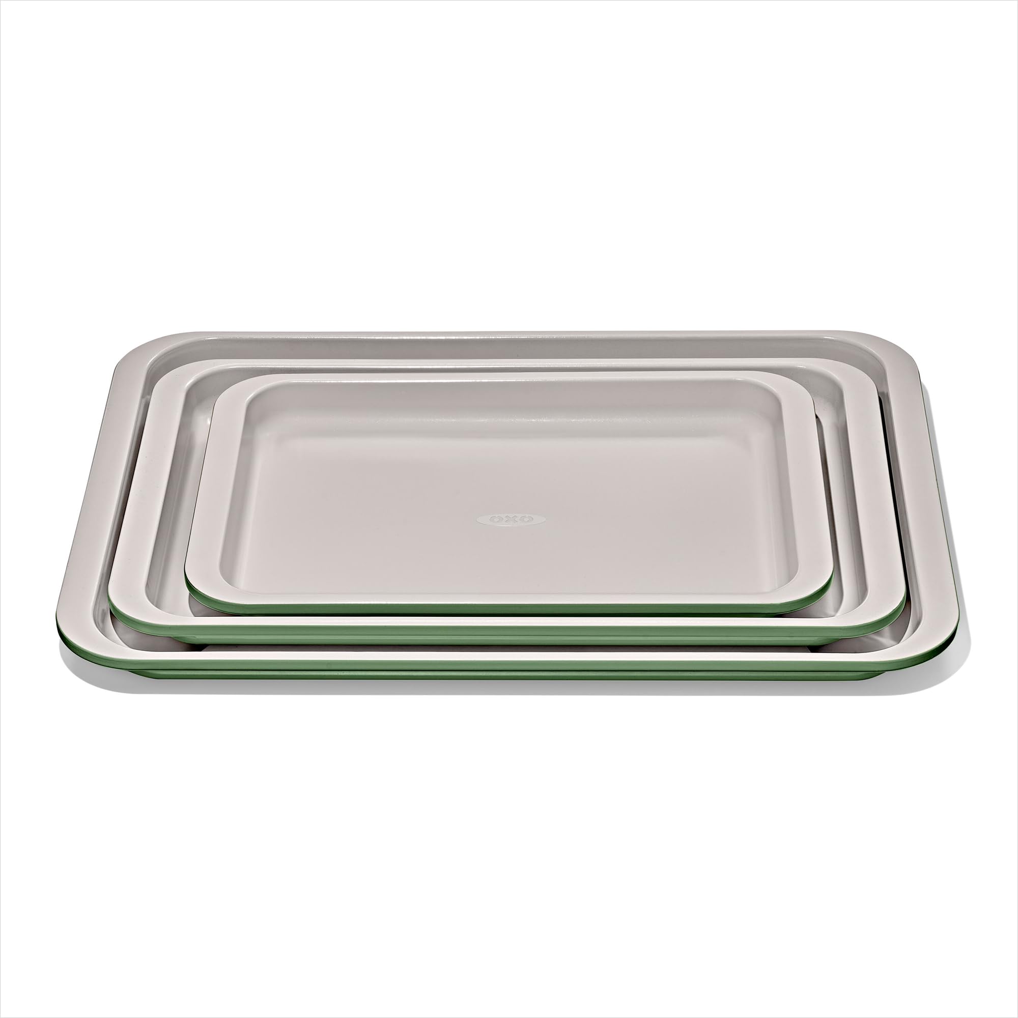 OXO Good Grips Non-Stick Pro Ceramic Coated Metal Bakeware 3-Piece Sheet Pan Set — Basil, Baking Sheet Set for Cookies, Cakes and Meats