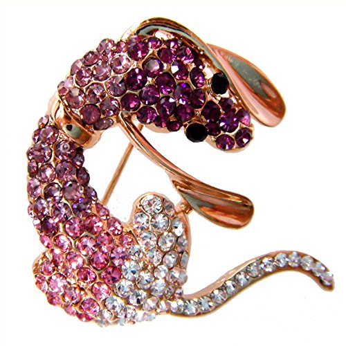 Image of Navachi 18k Gold Plated Crystal Dachshunds Dog Brooch Pin