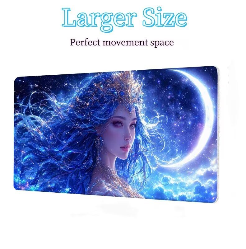 Mauspad Sternenhimmel Mauspad XXL 1600x800x3mm Schreibtischunterlage Göttin Mousepad Large Size mit Anti Rutsch Basis Mouse Pad, Wasserdicht Gaming-Mauspads, Gaming Zubehör für PC Office Home W5-208