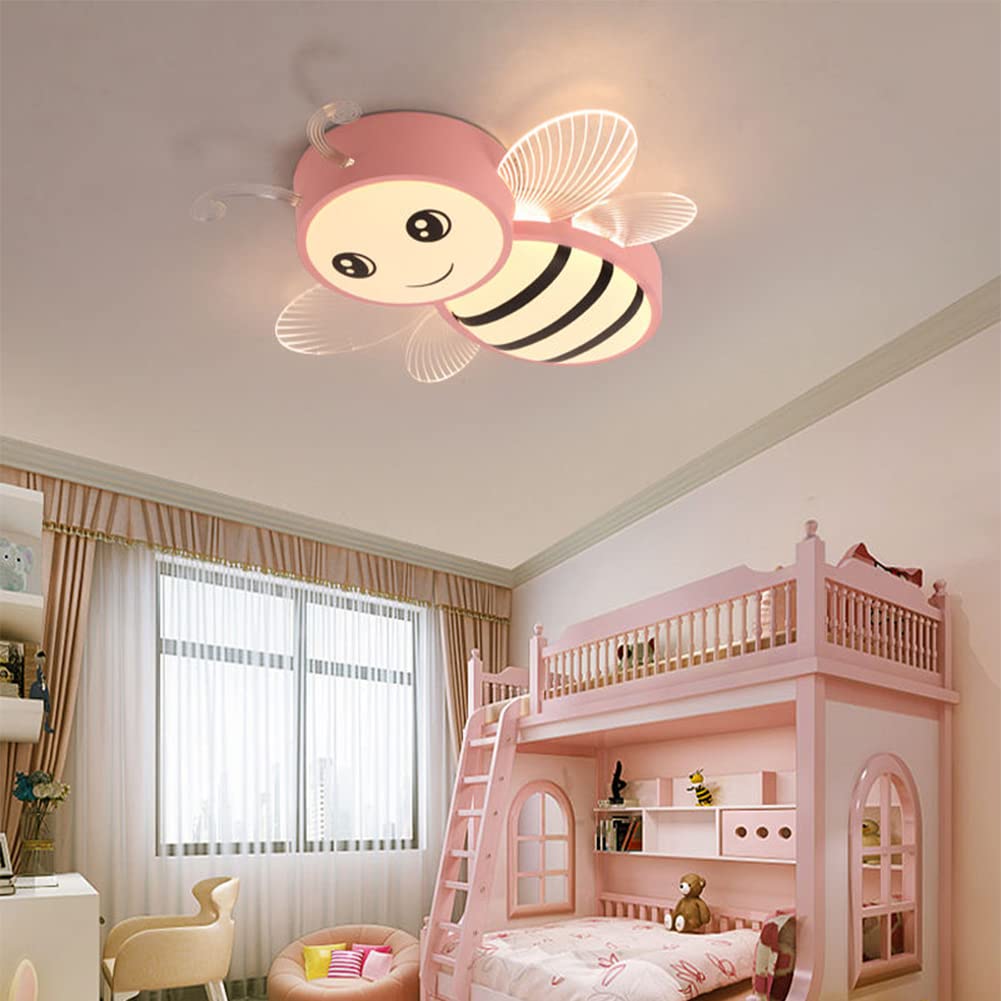 LED Deckenleuchte Dimmbar Kinderzimmer Decken Lampen, mit Fernbedienung 55W Kinderzimmerlampe Schlafzimmer Deko Decke Leuchte Jungen Mädchen Zimmer Deckenlampe Acryl-schirm Design (rosa)