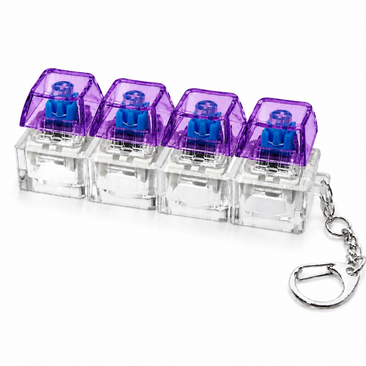 Mechanical Keyboard Switch Keychain Click Keychain Gaming Keyboard Fidget , Portable Button Click Toy, Gamer Desk Accessory, Stress Relief Gadget for Gamers (Purple)-image-26
