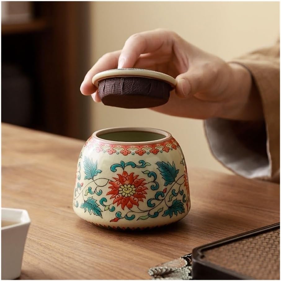 Tea Container Ru Kiln Tea Canister Vintage Sealed Storage Tin Can Also Be Used For Coffee, Candy, Spices