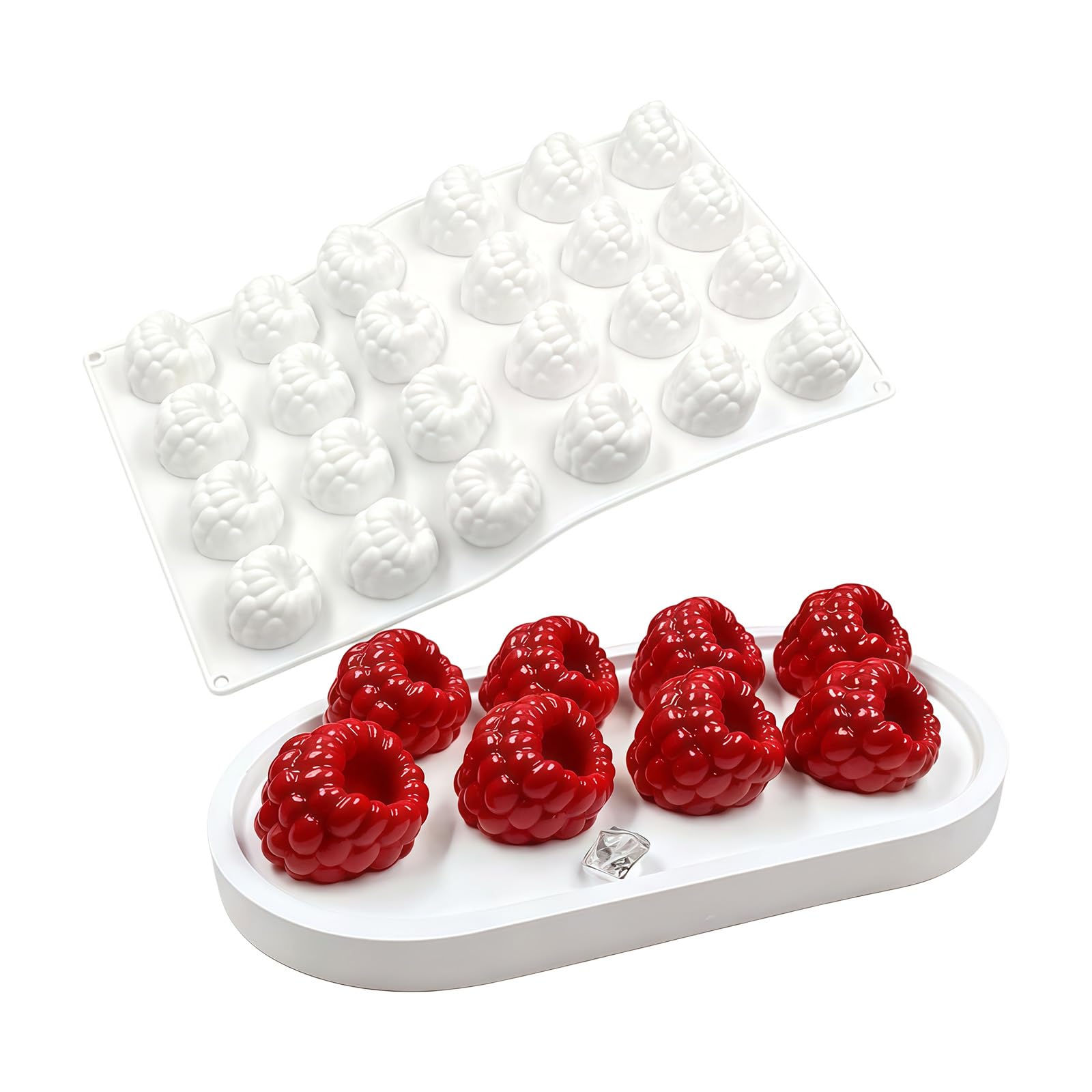 Ljmyy 24 Cavity Silicone Raspberry Cake For French Mousses Dessert Baking Accessories