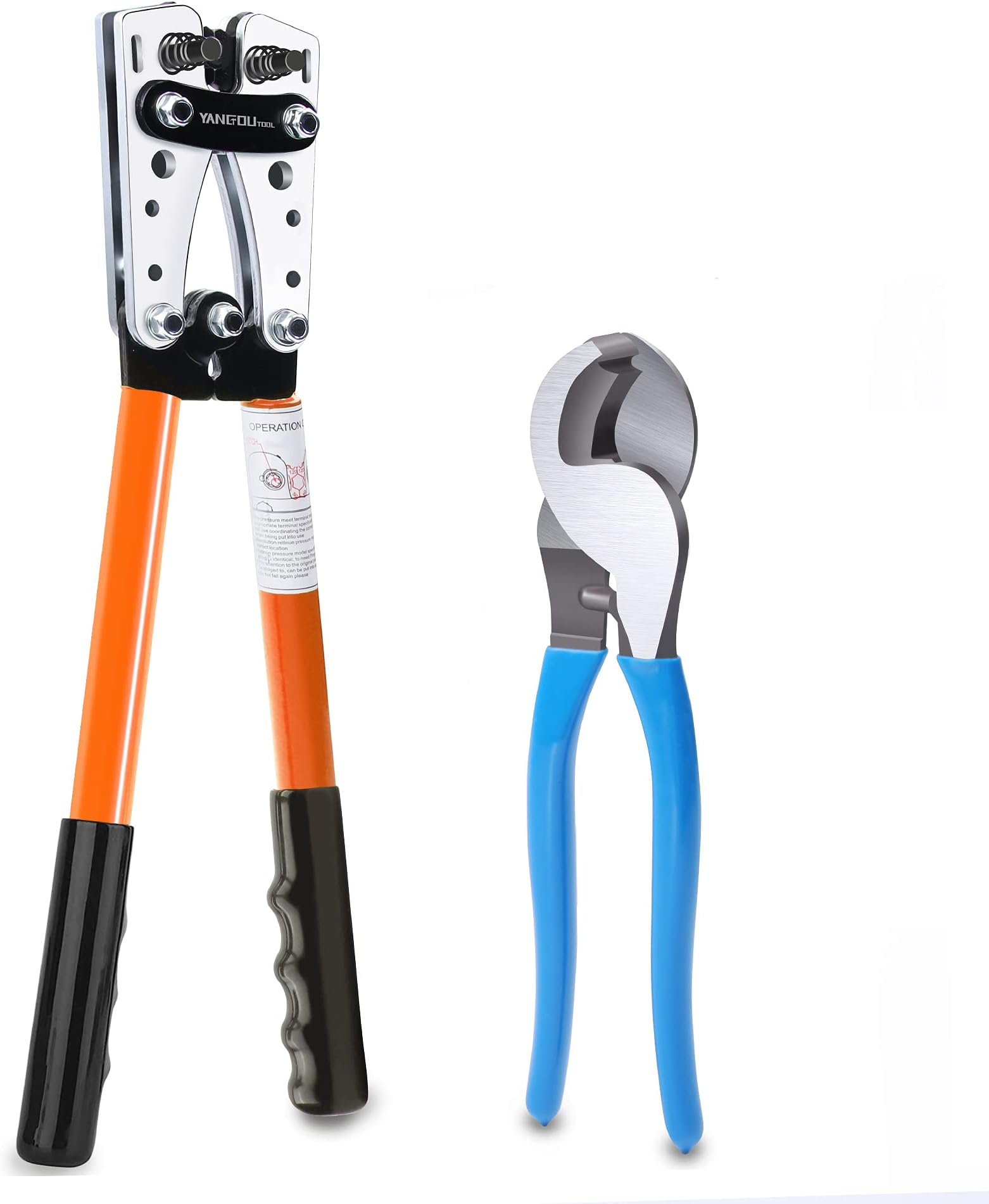 YangoutoolBattery Terminal Crimper Tool Set and Wire Lug Crimping Tool Kit Works for Heavy Duty Wire Lugs and Battery Terminal,Copper Lugs Awg 1/0, 2,4,6,8,10