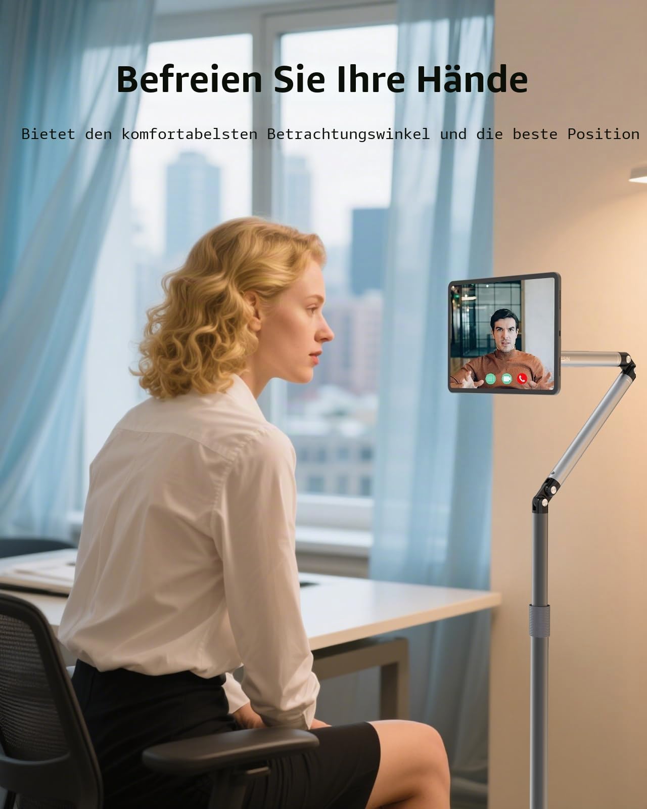 TELESIN Magnetische Tablet Bodenständer, Tablet Halterung Bett mit 360° Drehbarem Metallarm & Schwerer Basis – Verstellbarer, Faltbarer Halter für iPhone/Android/iPad – Für Bett, Sofa, Büro