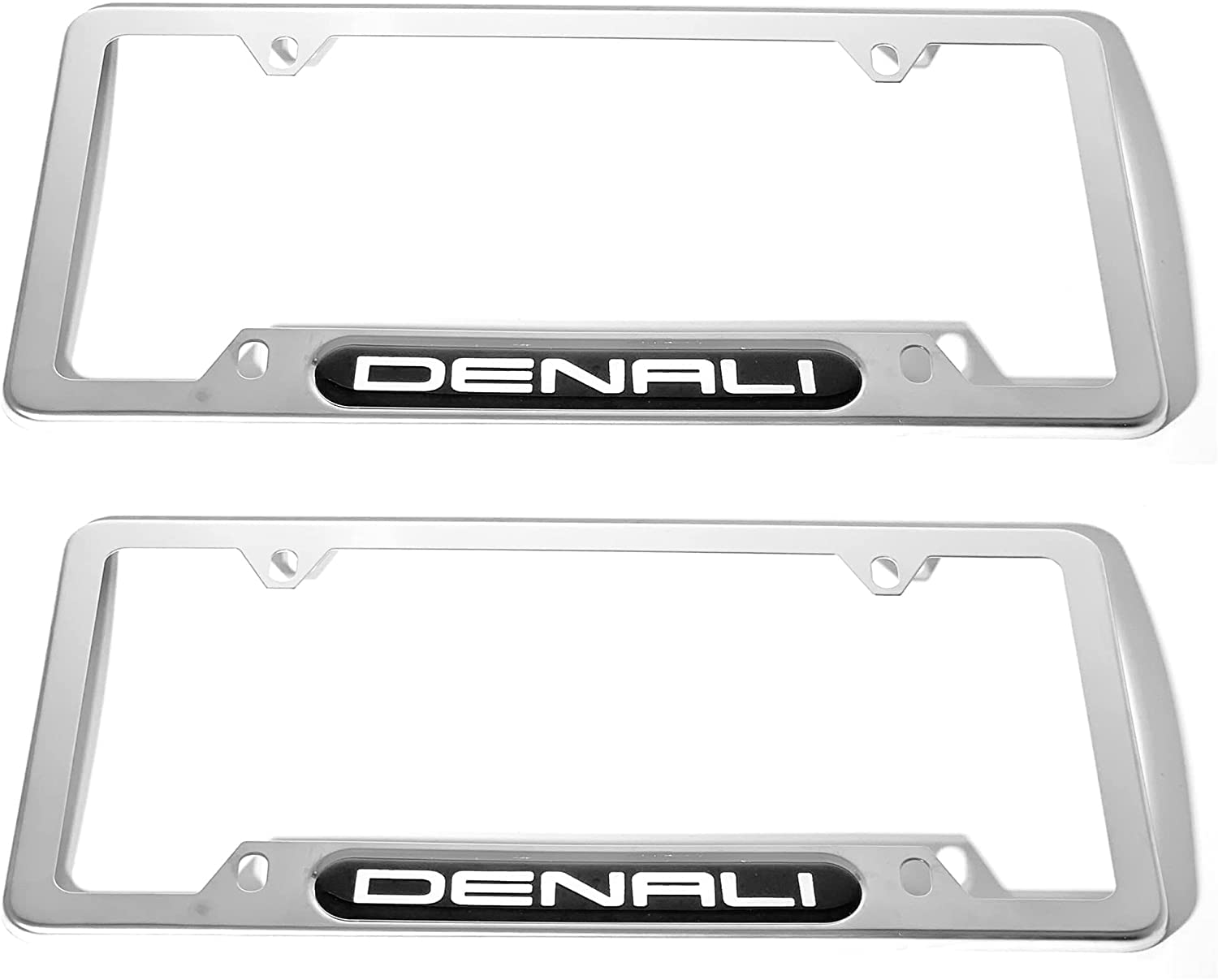 ALMOO Stainless Steel Denali License Plate Tag Frame Cover Holder Denali (2X Chrome)