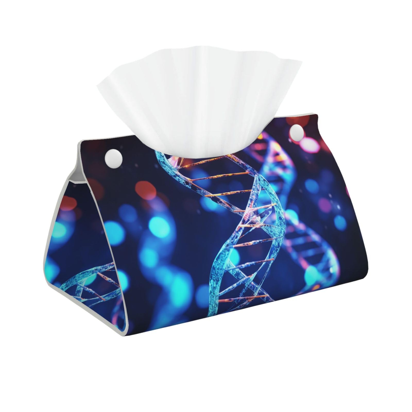 DNA Genetic Helix Tissue Box Cover, Pu Leather Tissue Case Covers Rectangle Decorative Tissue Box Holder Waterproof Tissue Holder Organizer for Bathroom Home Office