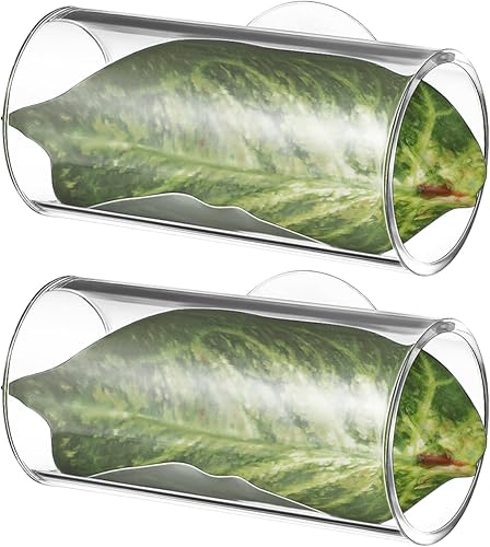 POPETPOP 2Pcs Betta Fish Acrylic Tube Tunnel : Suction Cup Aquarium Cave with Le