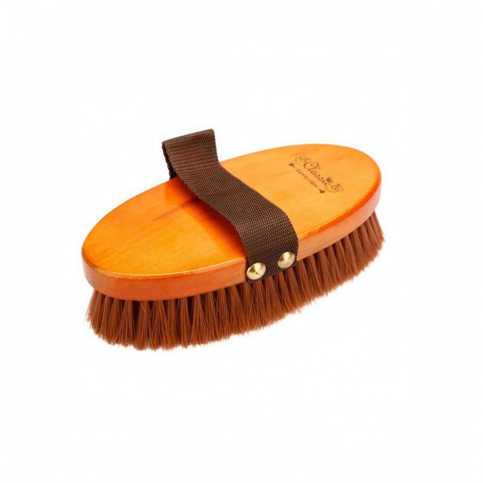 Soft Bristles Horse Grooming Brush Woven Strap Oval Horse Brush Metal Rivets Pet Care Gentle on Skin for Stable, Cavassion Horse-image-41