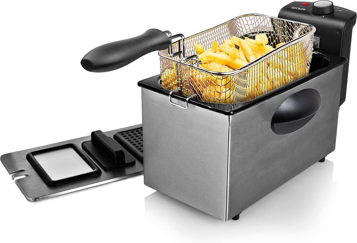 Becken Friggitrice elettrica, capacità 3L, 2000 W, Termostato regolabile, acciaio inossidabile e nero (7392414) Becken Friggitrice elettrica, capacità 3L, 2000 W, Termostato regolabile, acciaio inossidabile e nero (7392414)