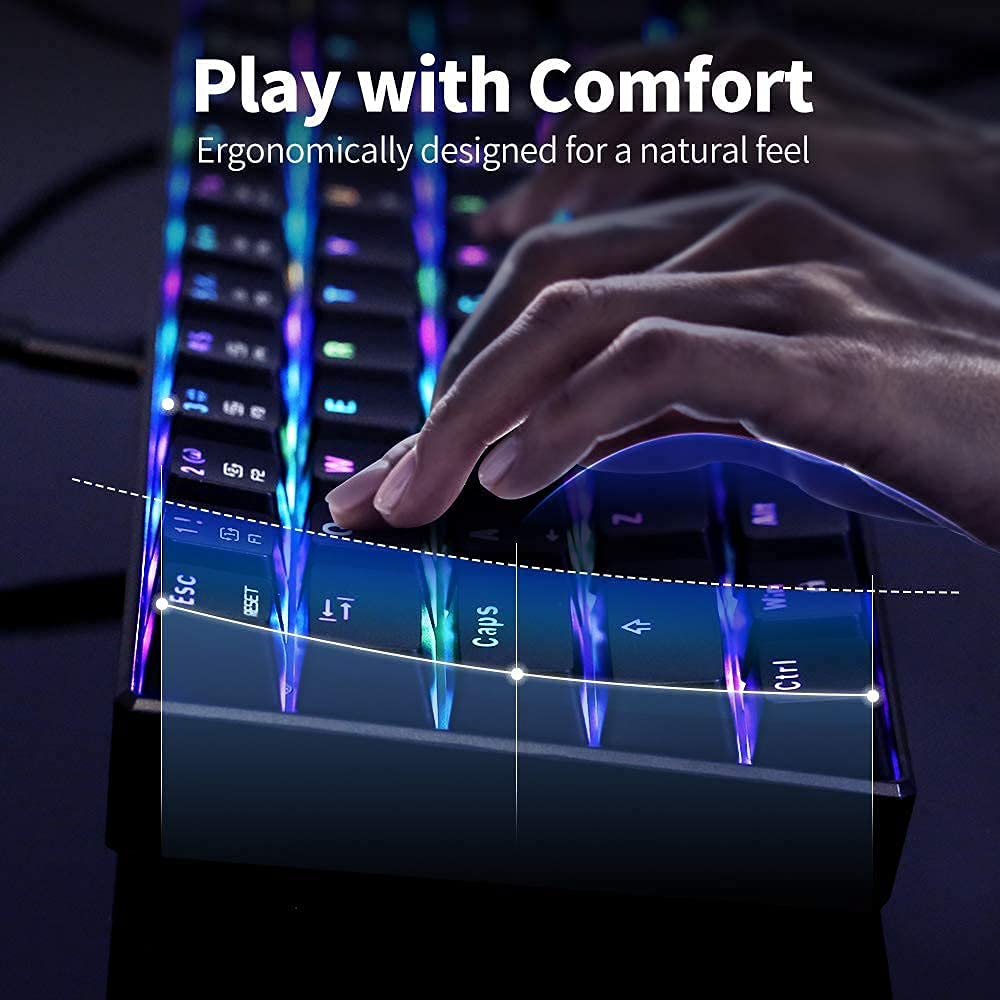IDOR STORE Tastiera Meccanica Gaming RGB 62 Tasti, 100% Anti-ghosting Switches Blu, Retroilluminazione RGB con 16.8 milioni AY601 Tastiera da Gioco per PC,Mac, COMPATTA PS4 E PS5 ayout Italiano