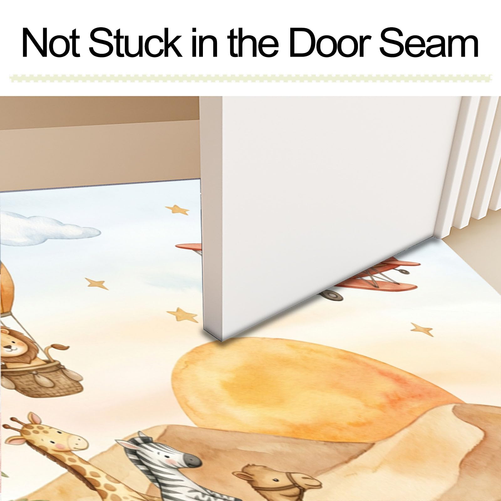 Zerbino Ingresso Interno 80X120Cm Animali Deserto Cartone Tappeto Lavabile Antiscivolo Giraffe E Cammelli Carini Passatoia Corridoio Sottile Zerbino Per Porta Di Casa Cucina Ufficio, Giallo
