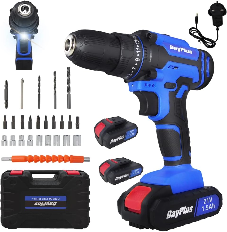 Cordless Power Drill,Screwdriver Drill Set 3/8" Chuck 45nm,21V Liion