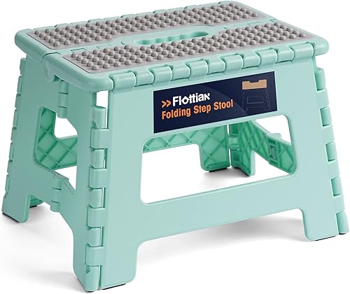Miniatura 39 de Flottian Taburete plegable de 18 pulgadas para adultos y niños con capacidad para hasta 300 libras, taburetes plegables antideslizantes con asa,