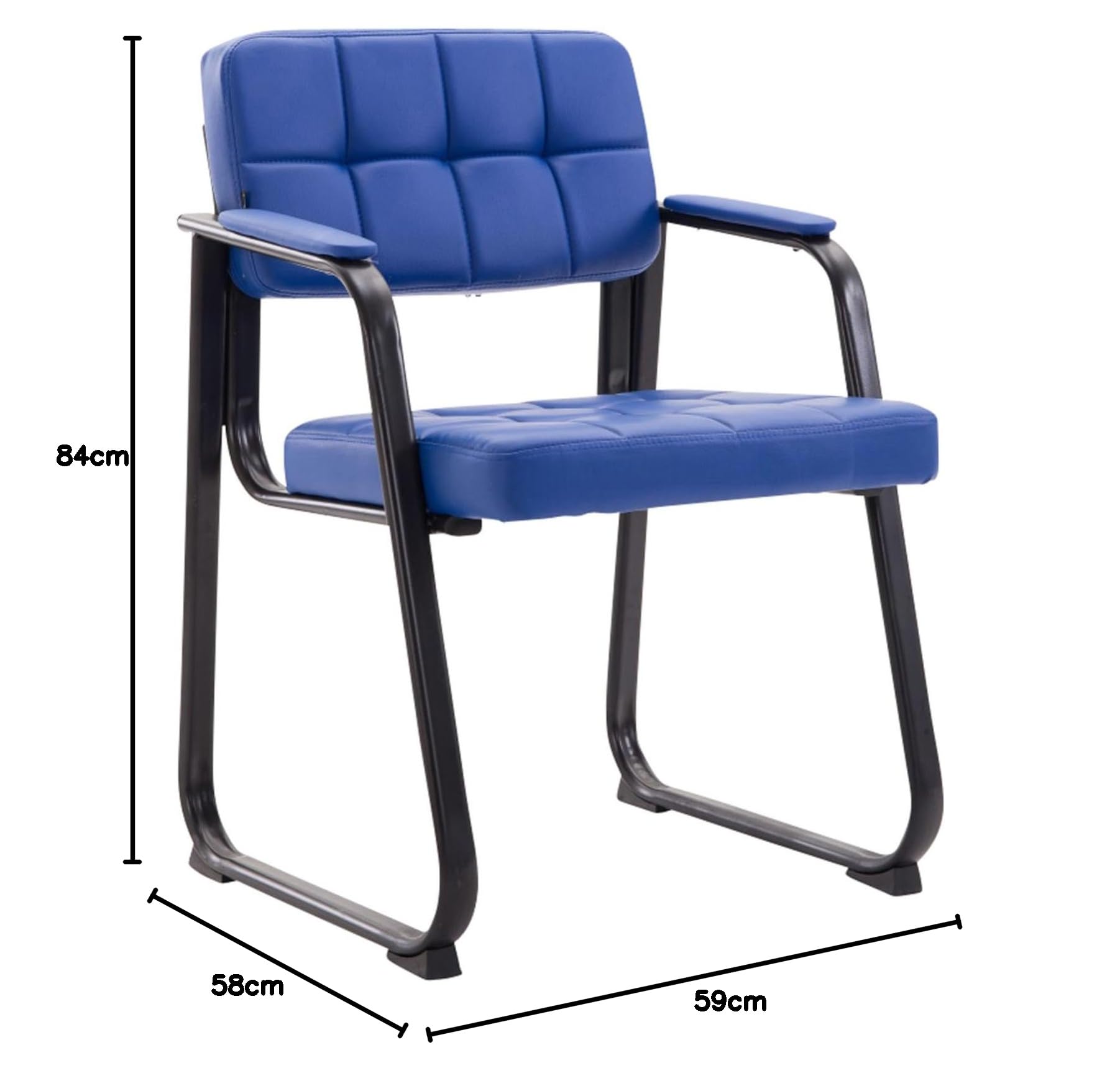 CLP Set di 2 sedie per visitatori Canada B con imbottitura e rivestimento in similpelle I Sedie per sala d'attesa con braccioli e struttura in metallo, Colore:blu