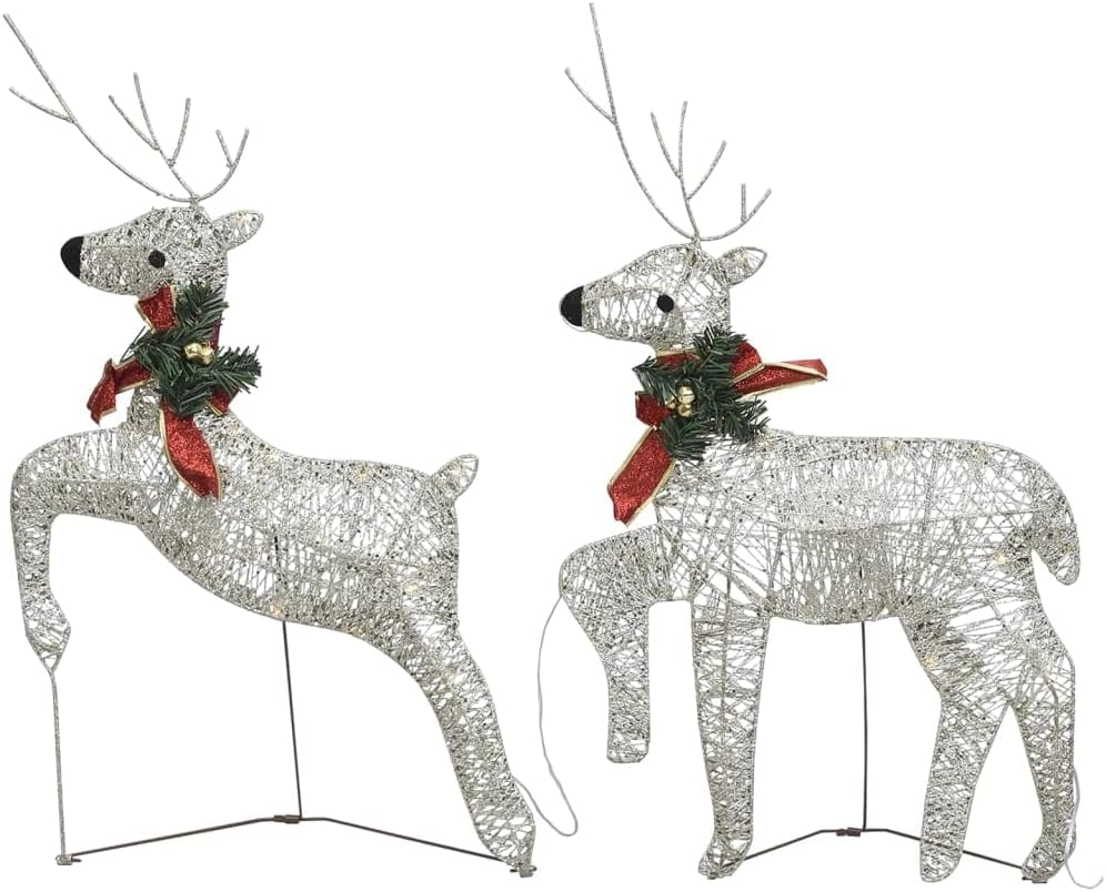 Impressive,Christmas Decorations,Standing Deer,Christmas Deer Family Holiday Decoration,Christmas Reindeers 2 pcs Gold 40 LEDs