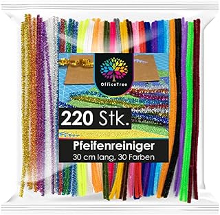 OfficeTree 220 x Pipe Cleaners for Craft - 30 Colours - Coloured Pipe Cleaner - 30 Colours Long Pipe Cleaners for Cleaning, Children, DIY & Decorating - Pipecleaners Craft Long