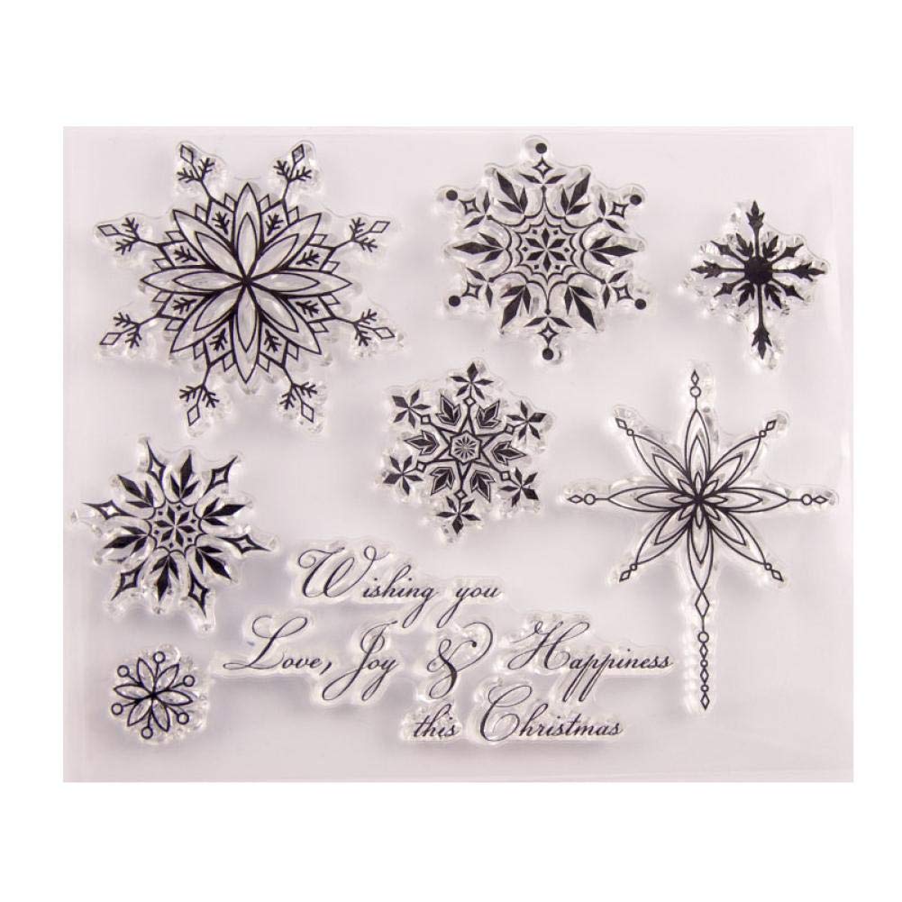Wudaizhi Transparent Stamps Snowflake Christmas Clear Stamp Rubber Silicone Scrapbooking For Card Making Album Craft Decor