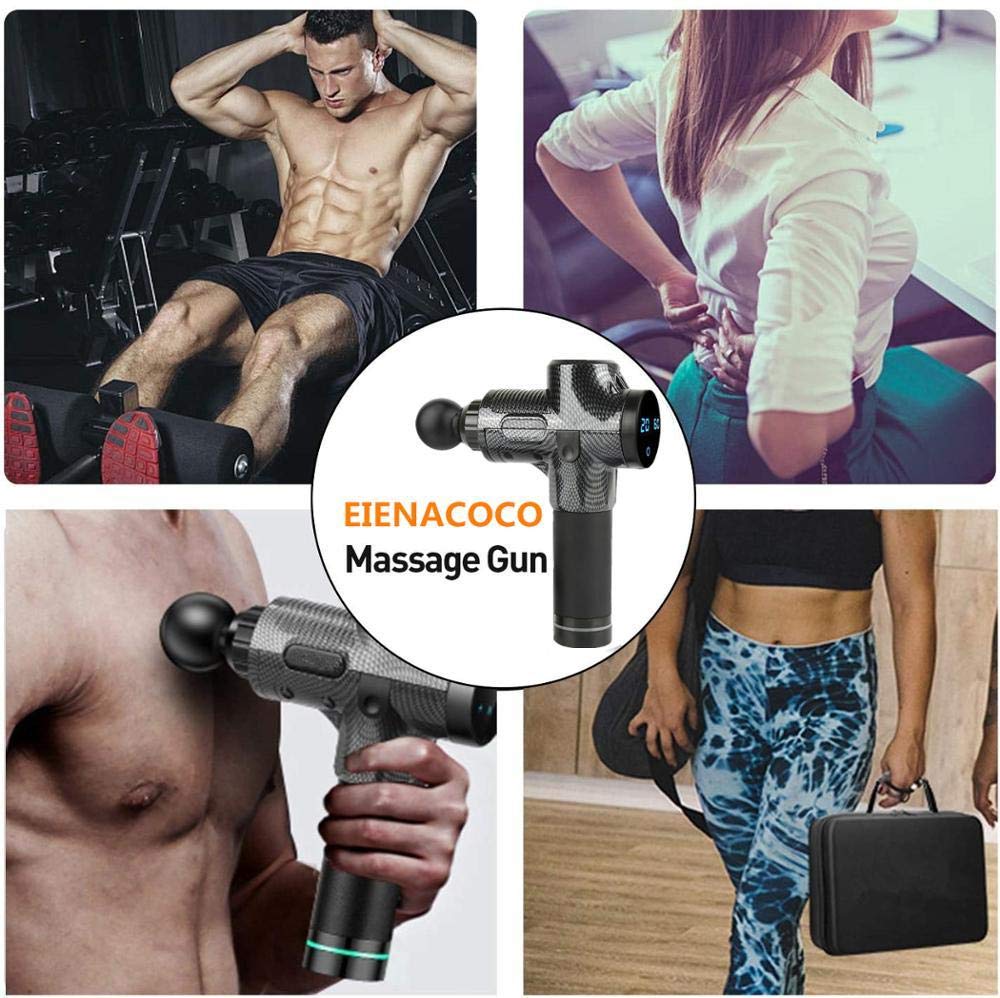 Massaggiatore per massaggio Pistola per fascia Sport Terapia Massaggiatore muscolare Rilassamento del corpo Sollievo dal dolore Massaggiatore dimagrante modellante con display LCD-001 Argento