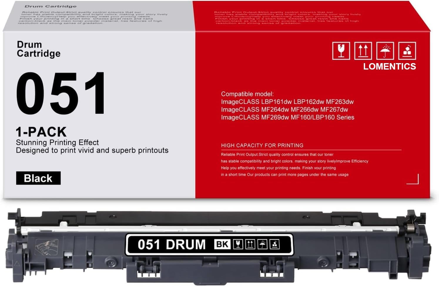 1-Pack 051 Drum Unit Black: Compatible 051 Drum Unit Replacement for imageCLASS MF264dw MF267dw MF269dw LBP162dw Printer