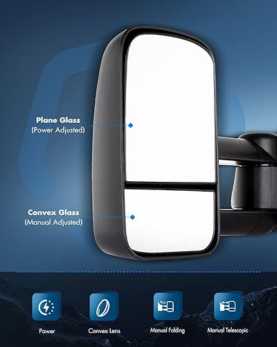 Miniatura 3 de ECCPP Par de espejos laterales de remolque para Ford 1997 1998 1999 para Ford para F150 para F250 estándar extendida cabina (no para modelos de