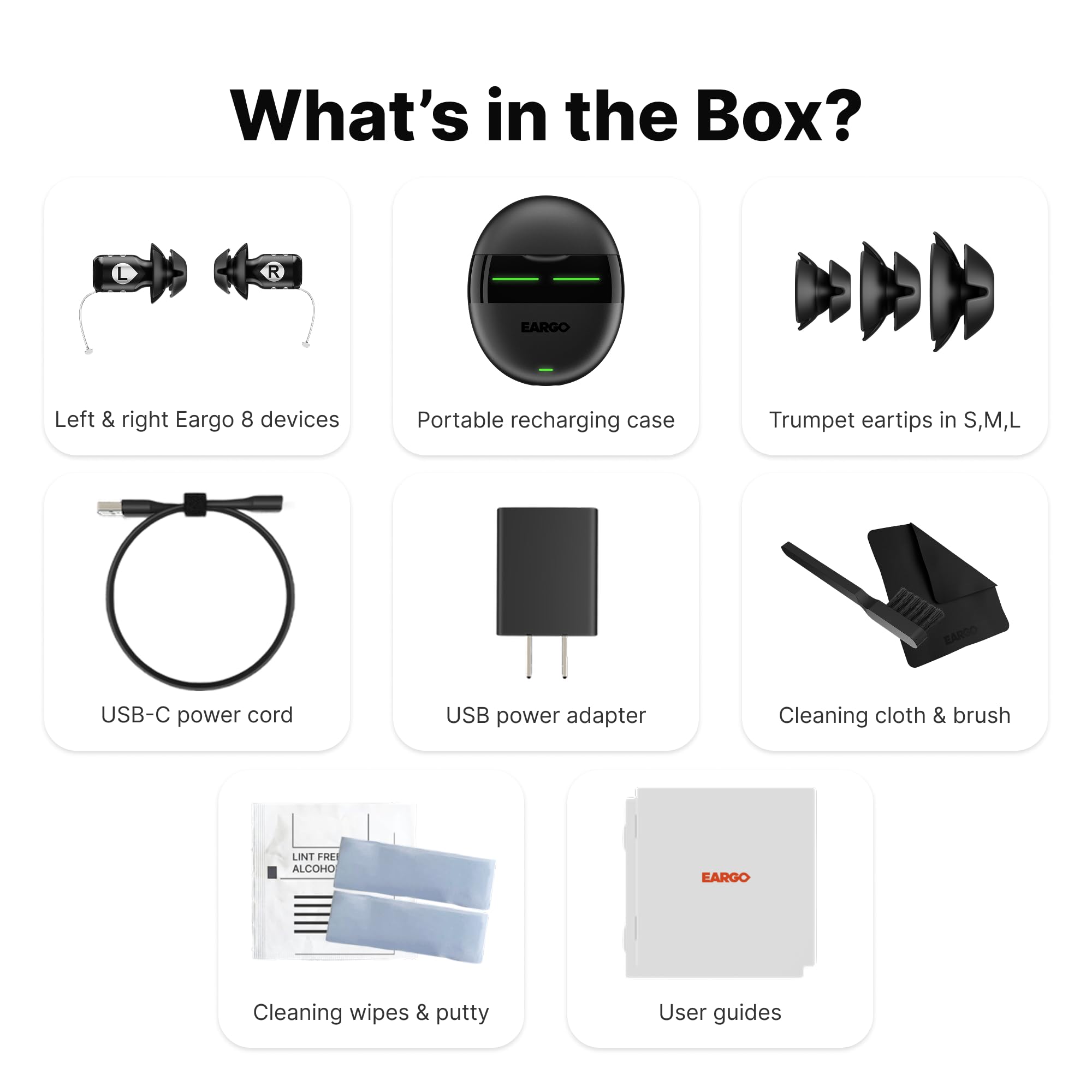 Eargo 8 Virtually Invisible Self-Fitting FDA-Cleared OTC CIC Hearing Aids - Most Advanced Model with Smart Sound Adjust and Sound Match Technology, Rechargeable, Lifetime Customer Support