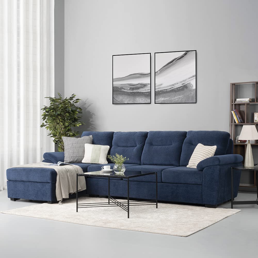 Wakefit Sofa Set | 3 Year Warranty | 3 Seater Sofa for Living Room, Wooden Sofa Set, Sofa Set 3 Seater + Left Aligned – Lounger(Malphino : Cobalt Blue) Wakefit Sofa Set | 3 Year Warranty | 3 Seater Sofa for Living Room, Wooden Sofa Set, Sofa Set 3 Seater + Left Aligned – Lounger(Malphino : Cobalt Blue)