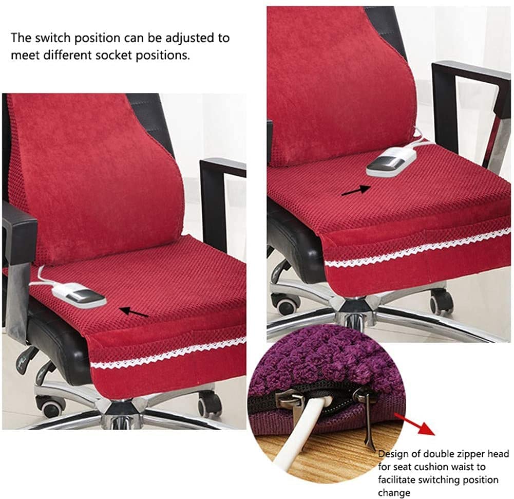 Cojín Asiento Calefactable Asiento Universal, Cojín para Silla de Oficina con Calefacción, Almohadilla para Cubierta de Asiento, 9 Termostatos de Temperatura Controlada, 220V Grey
