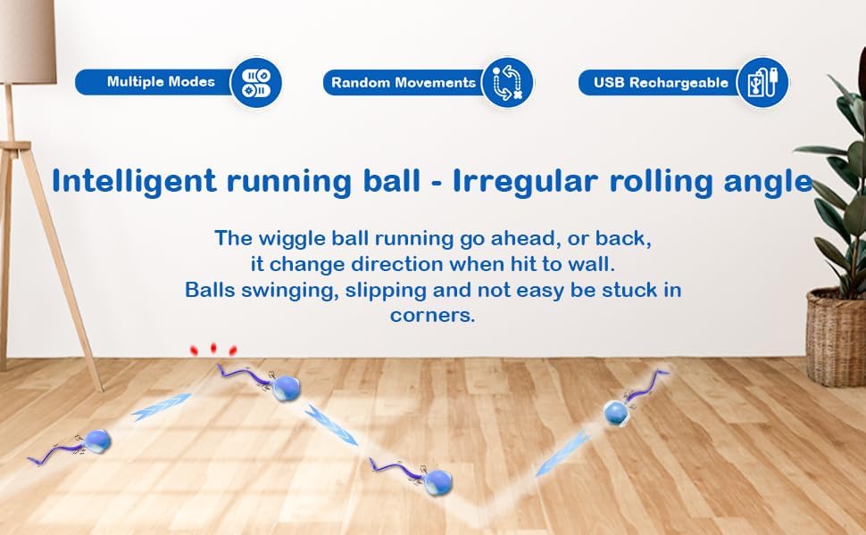 Miniatura 4 de Juguetes interactivos inteligentes para gatos, pelota móvil para gatos de interior, rodando rápidamente en la alfombra, sonido de pájaro y