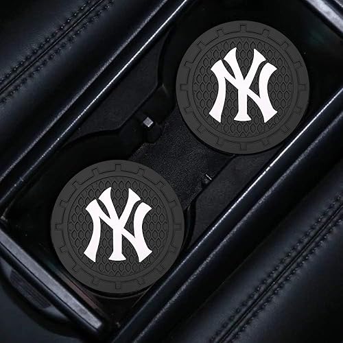 Miniatura 4 de Posavasos para auto de los Yankees de Nueva York, portavasos de silicona antideslizante para fanáticos del béisbol de los Yankees de Nueva York,