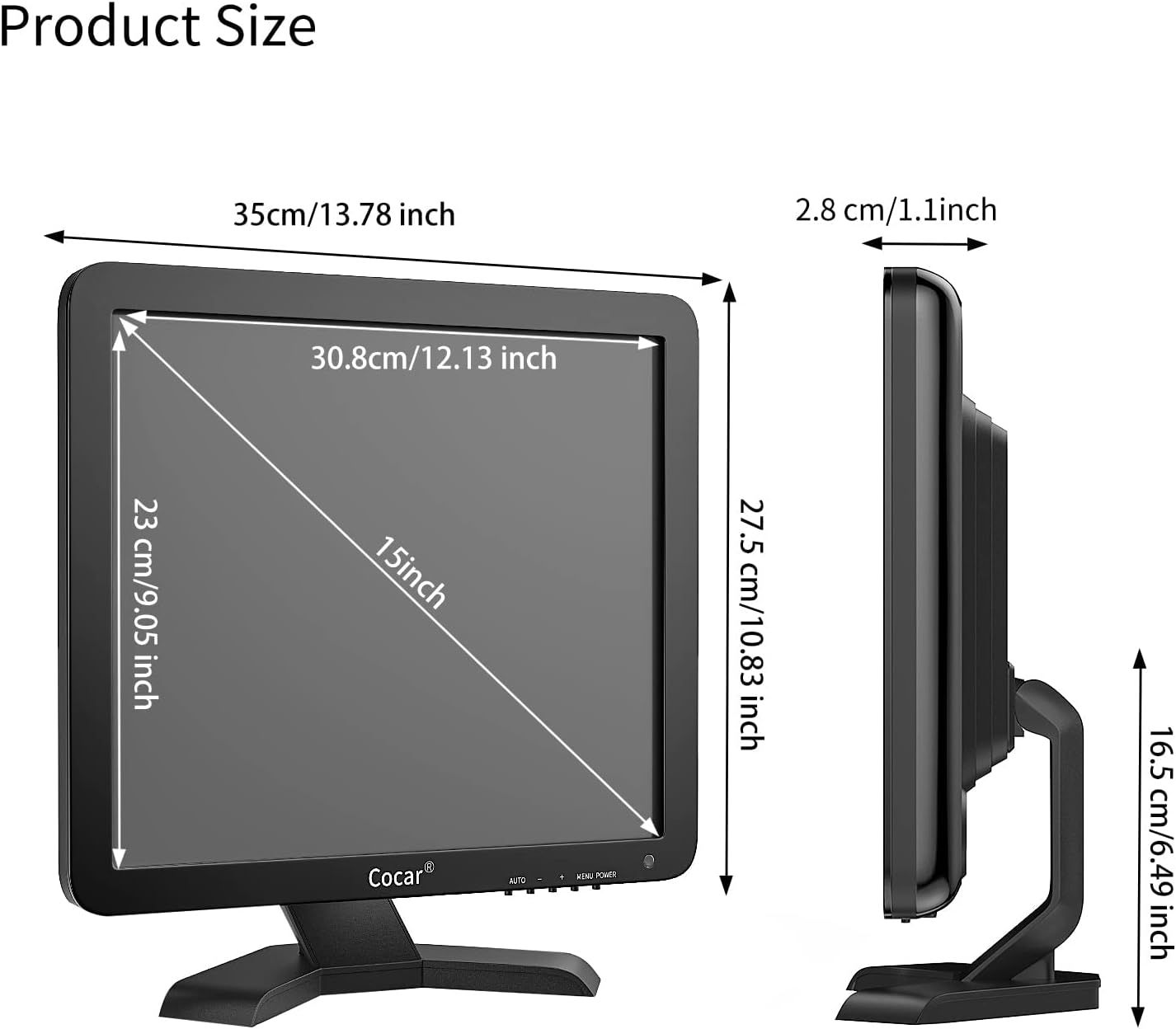 Cocar 17 inch CCTV Monitor with VGA HDMI AV BNC Audio in/Out Ports, Built-in Speaker 4:3 HD Display LCD Security Screen with USB Drive Player for Home Store Surveillance Camera STB PC