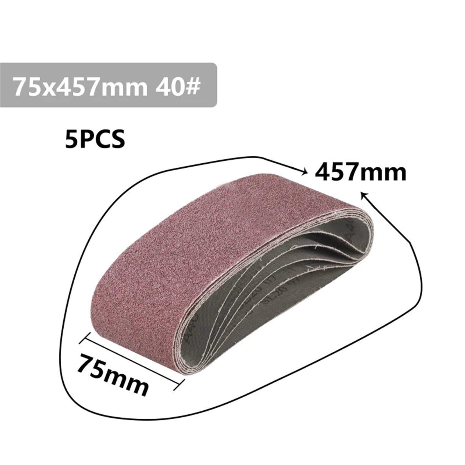Banda De Lija Bandas de lijado 75x457 mm 5 piezas Grano 40-120 | Juego de bandas for herramientas de pulido y pulido de lijadora(5pcs Grit 40)