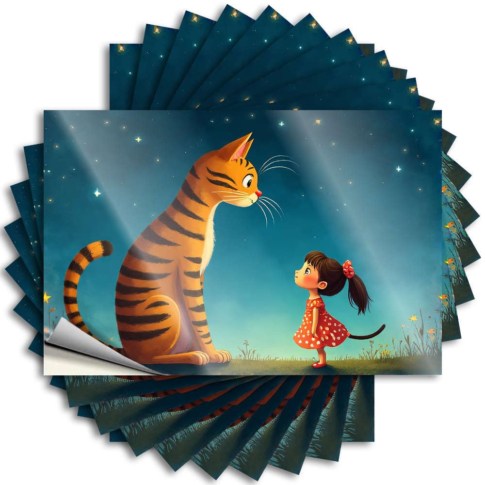 Quote Helmet Punk A Girl in A Red Dress Looks Up At A Large Tiger Under A Starry Sky. for Drinking - Decorations for Room Easy Peel Removable(8X12CM)