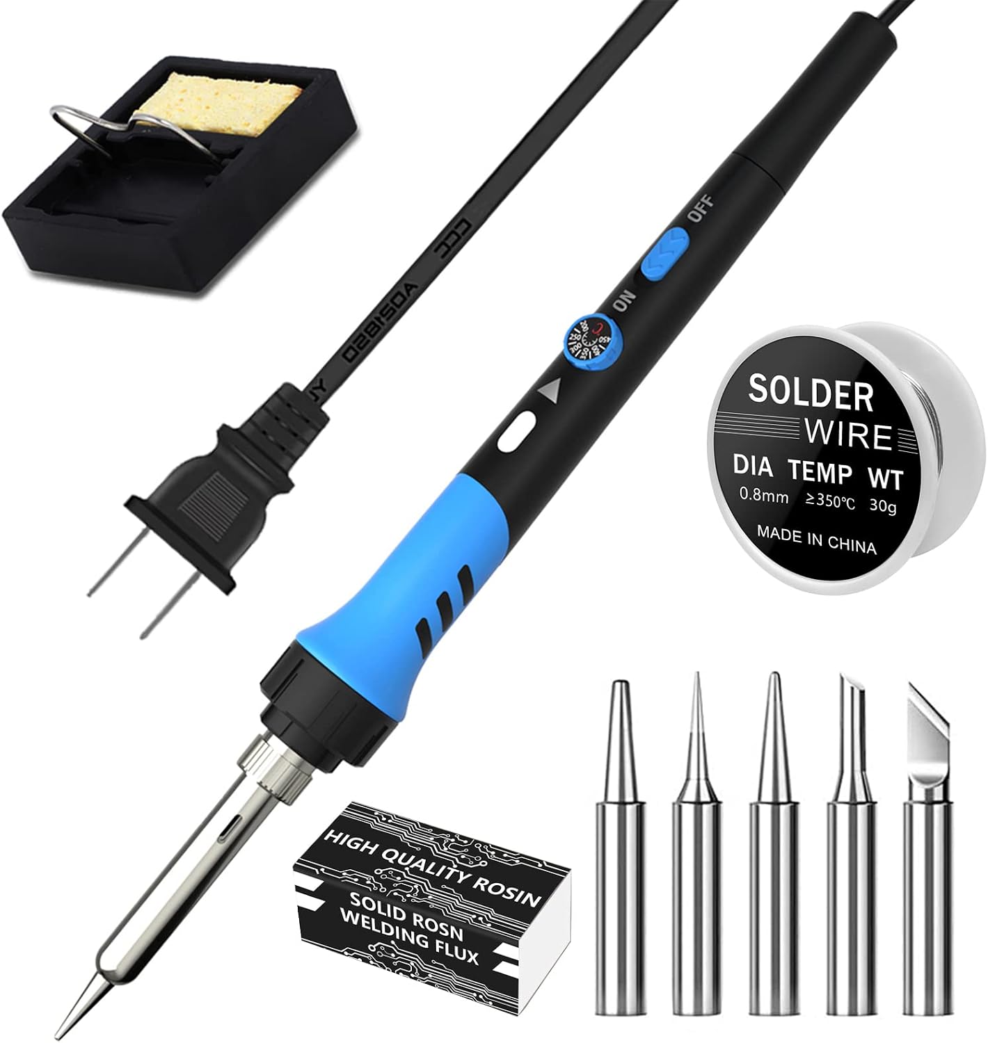 Soldering Iron Kit,60W Soldering gun with Ceramic Heater,9-in-1 solder iron kit tool,Adjustable Temperature 200 to 450℃, Soldering Iron Tips, solder wire, Solder Iron Stand for Welding and Repairing