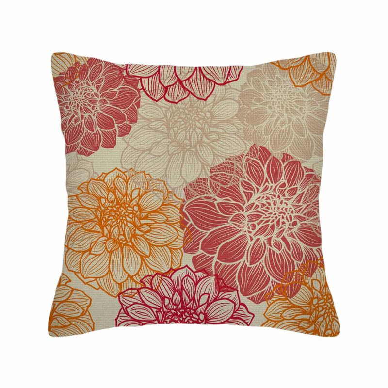 Image of Throw Pillow Covers Colorful Dress Flowers of Dahlia Pink Abstract Artistic Pillow Case 18x18 Inch Cushion Cover for Home Party