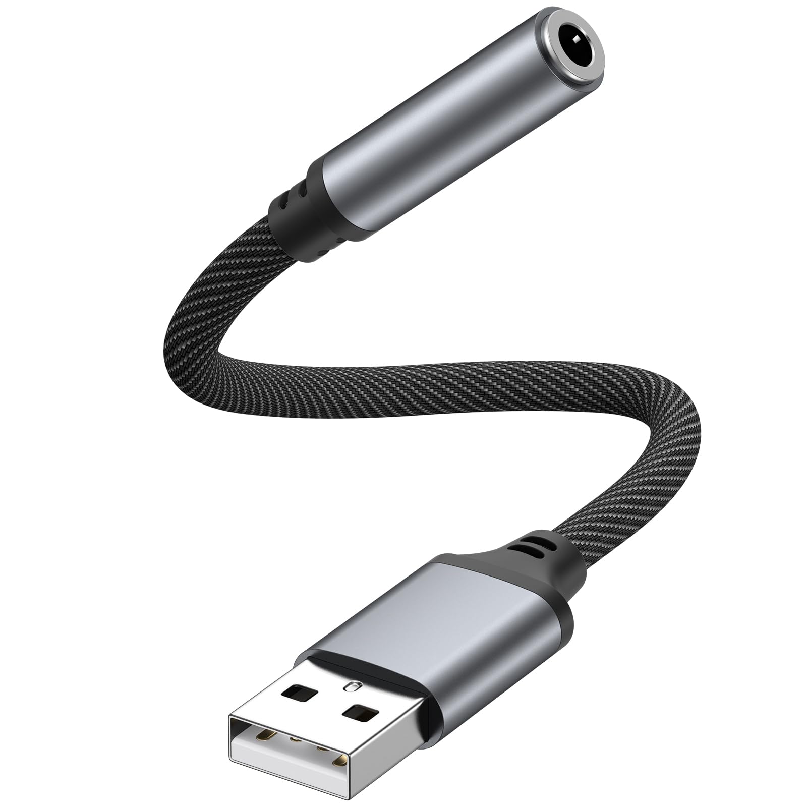 Vanjua USB to 3.5mm Audio Jack Adapter, External Sound Card AUX Stereo Converter Compatible with PC, Laptop, Desktop, Linux, PS4, Headset and More Devices-image-44