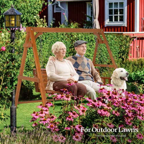 VINGLI Heavy Duty 660 LBS Wooden Swing Frame with Extra Bottom Connection Board, Upgraded A-Frame Porch Swing Bench Stand for Indoor & Outdoor (Brown)