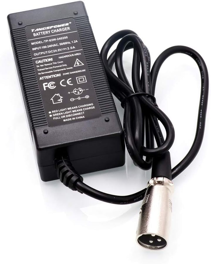 Mobility Scooter Battery Charger 24V 2A Quality Mobility Wheelchair 28.8V Battery Charger Power Adapters XLR Connector (2, Amps)