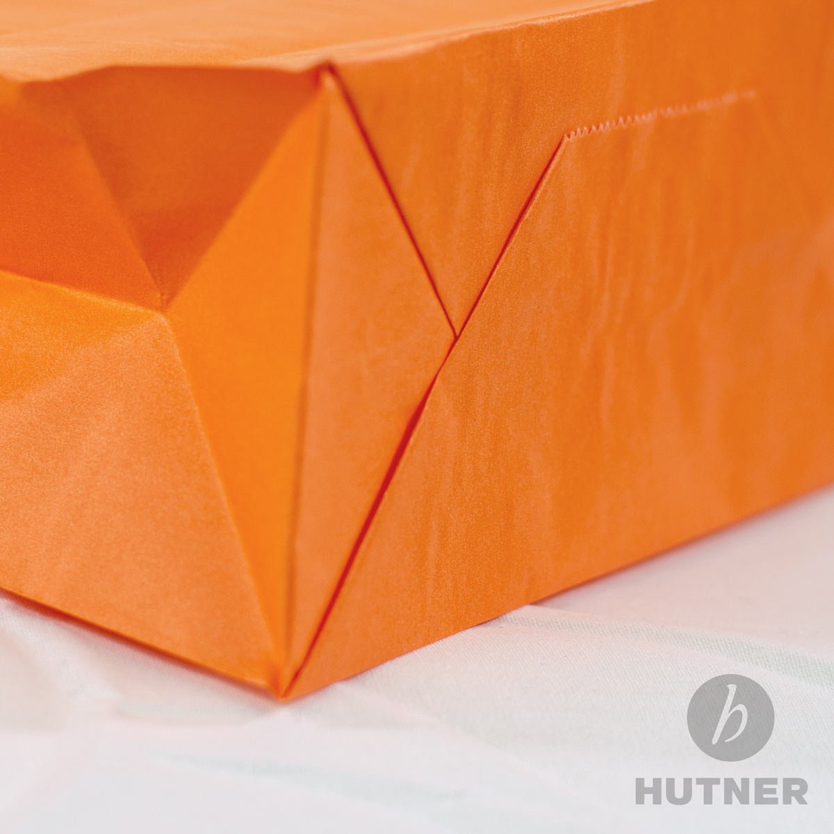 Papiertüten orange mit Flach-Henkel I 100 Stk. 18+08x22cm I Papiertragetasche für Einzelhandel, Weihnachten, Mitbringsel, TO-GO I Geschenktüten aus Kraftpapier I HUTNER